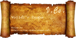 Vollár Csaba névjegykártya