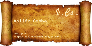 Vollár Csaba névjegykártya
